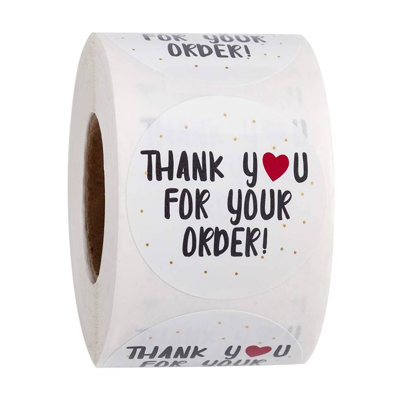 Customized Round Food Product Box Adhesive Waterproof Sticker Vinyl Paper Printing Bags Thank You Packaging Labels Stickers